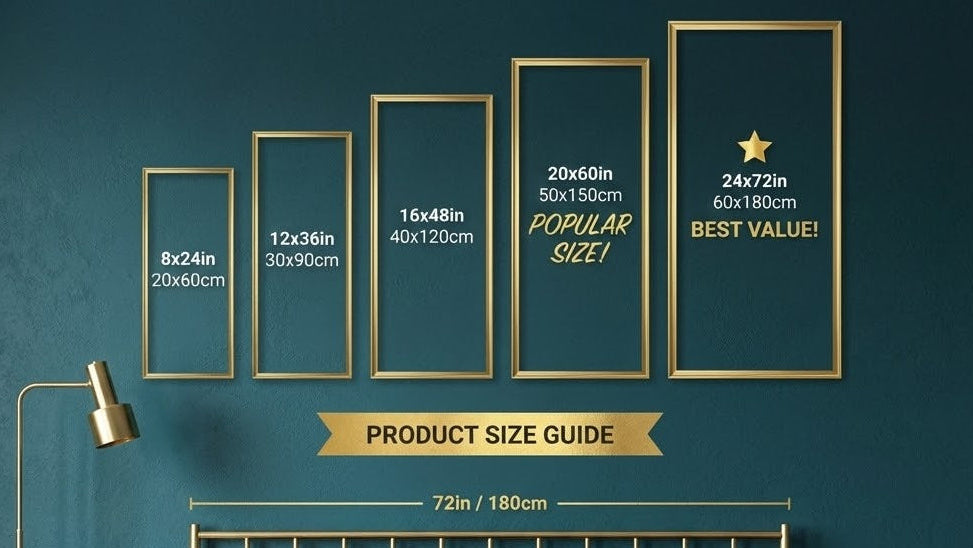 Sage Green Bauhaus Framed Art: Long Vertical Wide Wall Decor