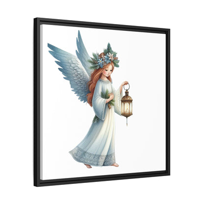 Framed Angel Lantern Matte Canvas Wall Art — Serene Guardian Print