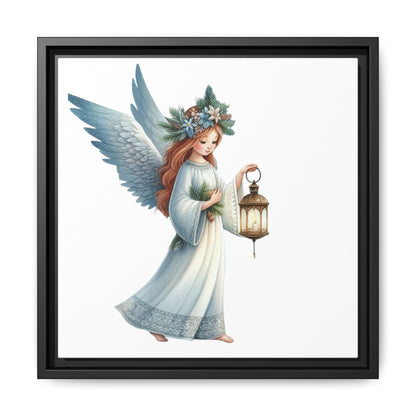 Framed Angel Lantern Matte Canvas Wall Art — Serene Guardian Print