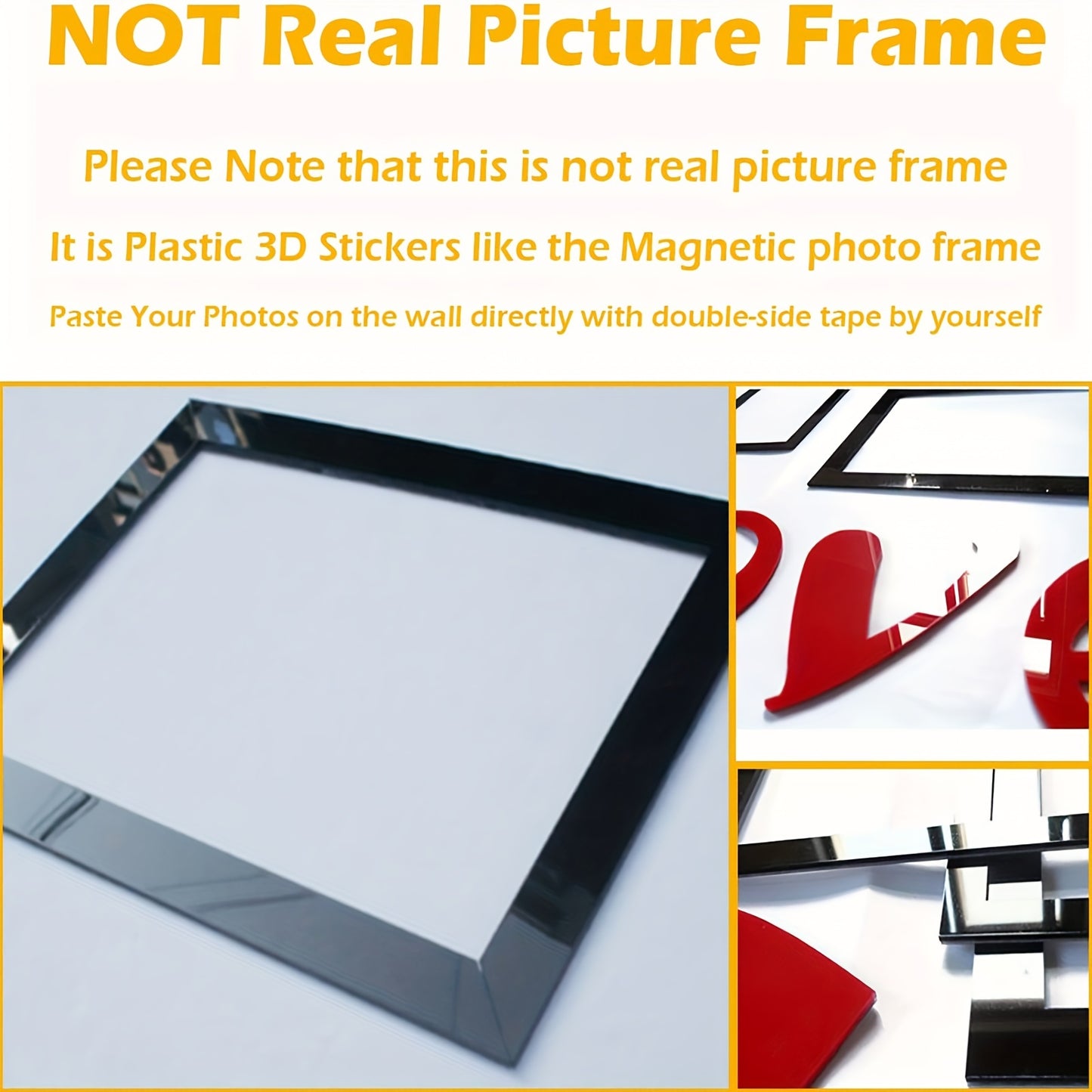 3D Photo Frame, Plaque College Photo Frame, Wall Decoration Combination Acrylic Self Pasting DIY Photo Frame Selfie Gallery Collage With Hanging Template And Wall Mounting Design, Home Tree