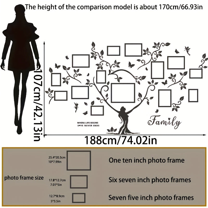 A set of acrylic collage photo frame decorative stickers for the Tree of Life! Christmas wall decoration, suitable for home decoration, living room, bedroom entrance, sofa background, and other wall decorations., Entrance Dec