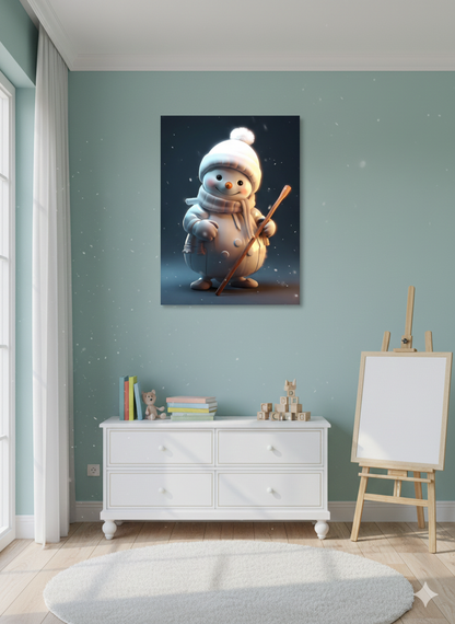 Framed Matte Canvas - Cozy Snowman Winter Wall Art