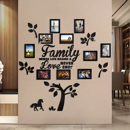 3D Photo Frame, Plaque College Photo Frame, Wall Decoration Combination Acrylic Self Pasting DIY Photo Frame Selfie Gallery Collage With Hanging Template And Wall Mounting Design, Home Tree