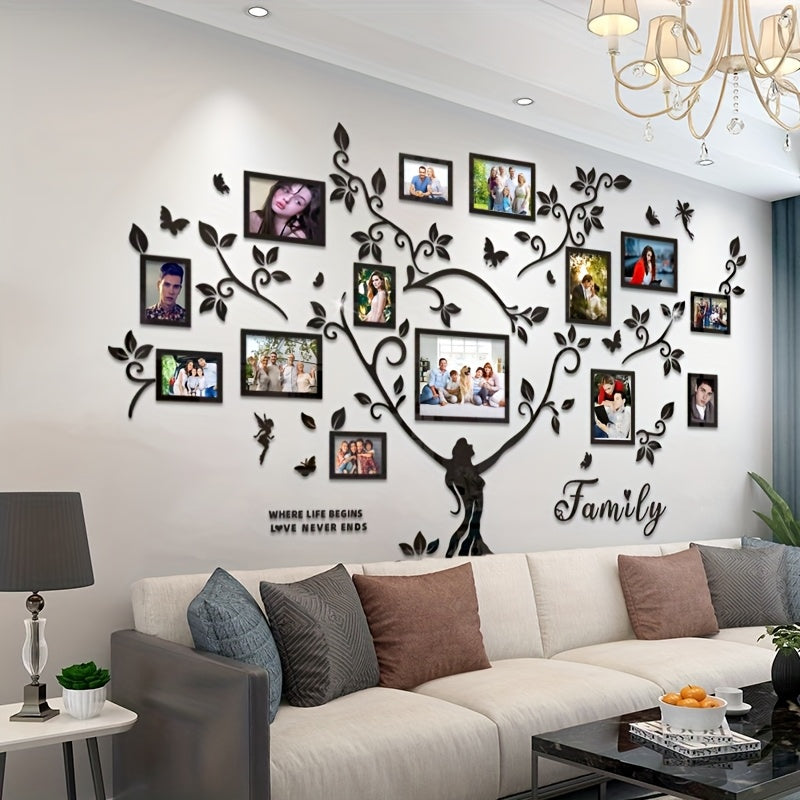 A set of acrylic collage photo frame decorative stickers for the Tree of Life! Christmas wall decoration, suitable for home decoration, living room, bedroom entrance, sofa background, and other wall decorations., Entrance Dec