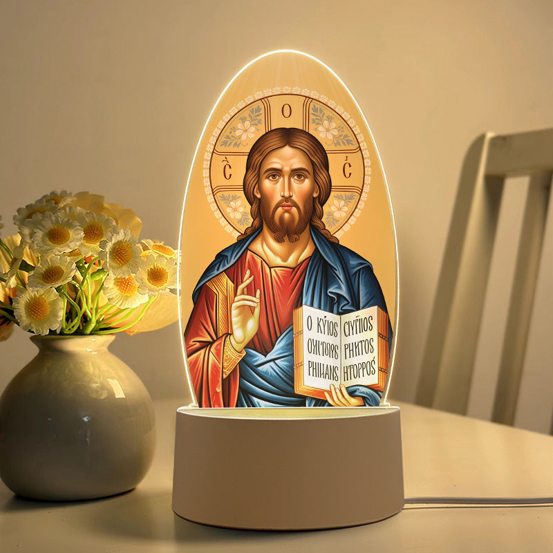 1pc Orthopedic Night Light - USB-Powered LED Table Lamp with Warm Glow, Religious Home Decor for Living Room, Church, Office, or Study - Elegant Christian Gift for Women & Men, Inspirational Night Light, Church Decor, Classic