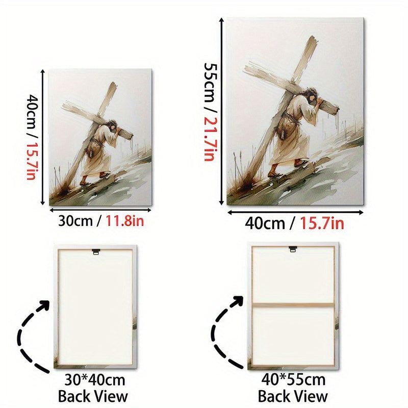 3pcs Wood Frame Canvas Print Decorative Painting, Easter Jesus Resurrection Poster, Baptism Bible He Is Risen Print, Christian Art Bible, Indoor Home Wall Decor Art