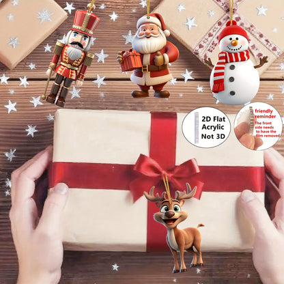 [Christmas Decor] 2D Flat, 2D Flat-8pcs Christmas Acrylic Charm-Santa Claus, Nutcracker Soldier, Snowman Various Combination Pendant, Home, Classroom, Office, Christmas Tree Simulation Tree Decoration, Gift Giving Logo, Chris