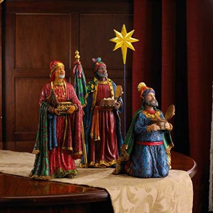 16pcs Deluxe Edition Three Kings Gifts Nativity Scene Set with Lighted Stable & Hand-Painted Figures - 7-inch Scale Collection Suitable for Church Display, Real Life Nativity with Golden Frankincense Myrrh & Certificate of Au