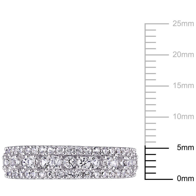 Women'S Engagement Anniversary Bridal 1 1/3 CT T.G.W. Round-Cut Created White Sapphire Sterling Silver Multi-Row Semi-Eternity Ring with Bezel/Prong/Pave Setting