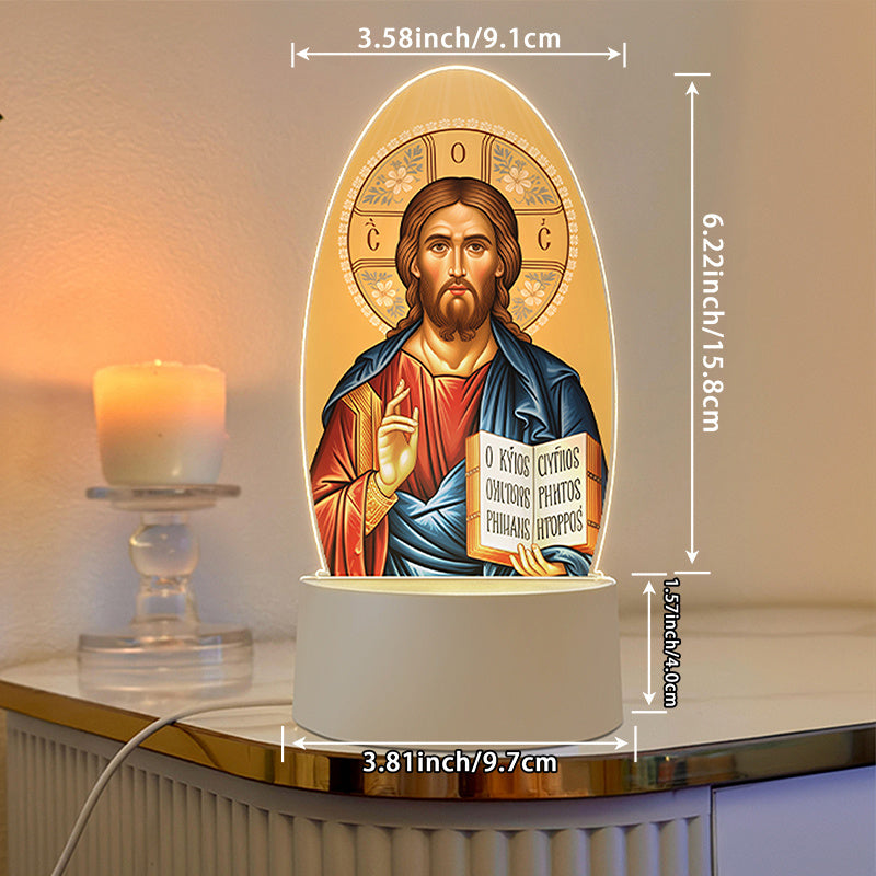 1pc Orthopedic Night Light - USB-Powered LED Table Lamp with Warm Glow, Religious Home Decor for Living Room, Church, Office, or Study - Elegant Christian Gift for Women & Men, Inspirational Night Light, Church Decor, Classic
