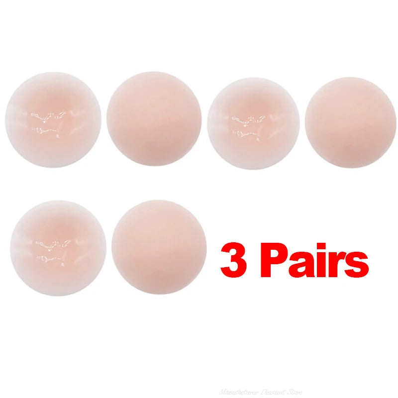 3Pairs Silicone Nipple Cover Seamless Adhesive Breast Boob Tape Invisible Pasties Stickers for Women Sticky Bra Pads Sticky