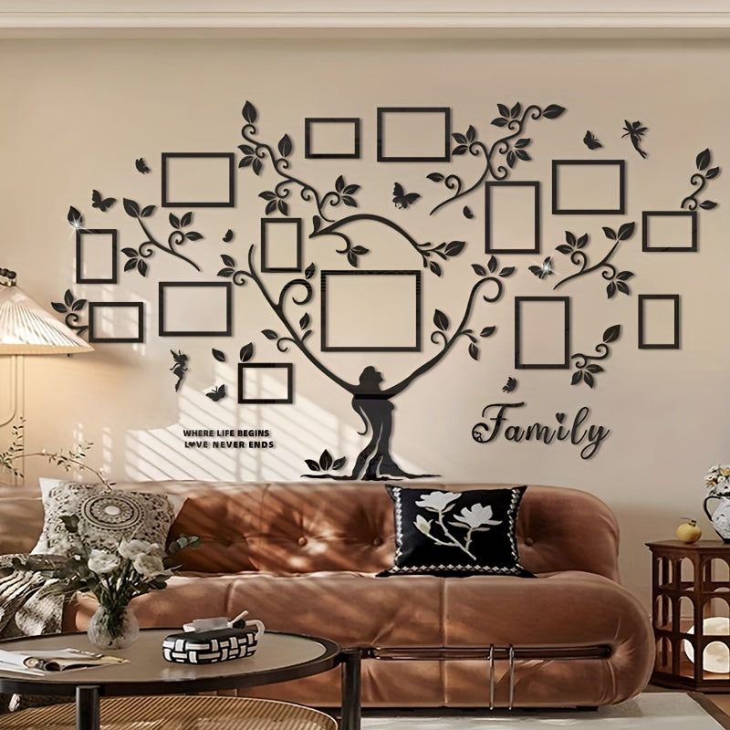A set of acrylic collage photo frame decorative stickers for the Tree of Life! Christmas wall decoration, suitable for home decoration, living room, bedroom entrance, sofa background, and other wall decorations., Entrance Dec