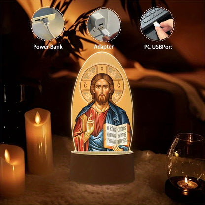 1pc Orthopedic Night Light - USB-Powered LED Table Lamp with Warm Glow, Religious Home Decor for Living Room, Church, Office, or Study - Elegant Christian Gift for Women & Men, Inspirational Night Light, Church Decor, Classic