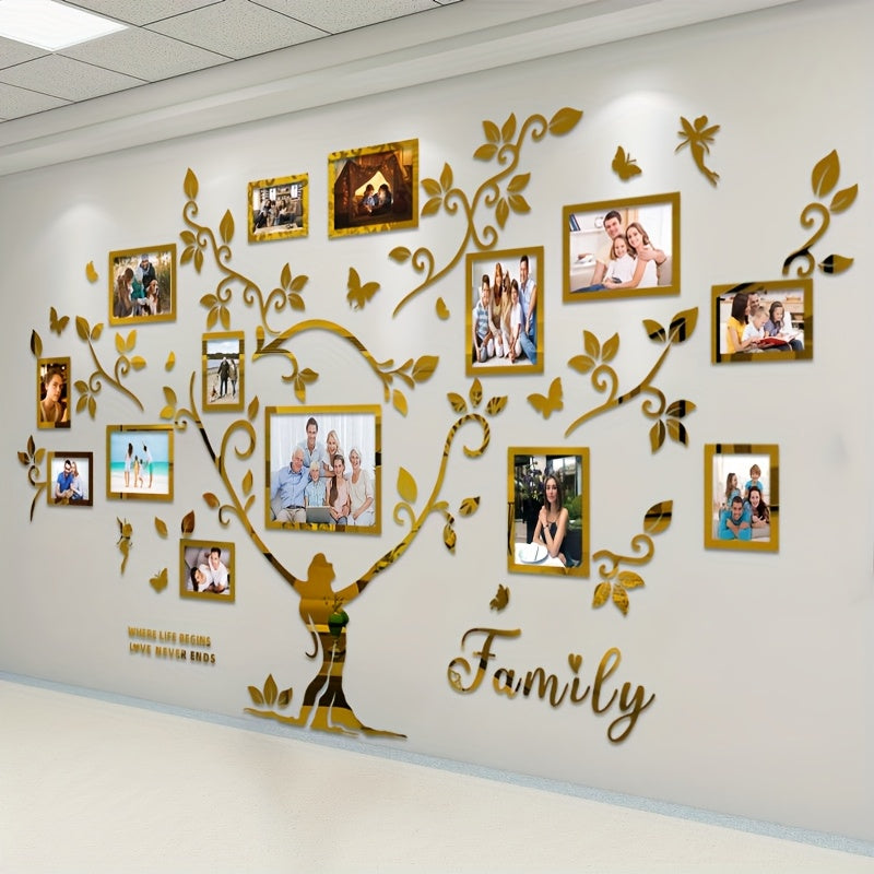 A set of acrylic collage photo frame decorative stickers for the Tree of Life! Christmas wall decoration, suitable for home decoration, living room, bedroom entrance, sofa background, and other wall decorations., Entrance Dec