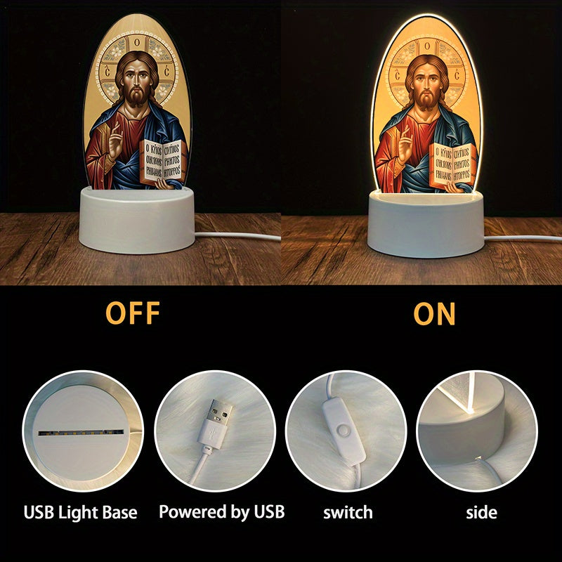 1pc Orthopedic Night Light - USB-Powered LED Table Lamp with Warm Glow, Religious Home Decor for Living Room, Church, Office, or Study - Elegant Christian Gift for Women & Men, Inspirational Night Light, Church Decor, Classic