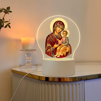 1pc Orthodox LED Acrylic Night Light, The Embraces The Faith, USB Powered with Switch, Emits a Peaceful Brilliance, Religious Home Decoration Lamp/ Creative Table Lamp, Suitable for Indoor, Bedroom, Prayer Altar, Religious Fe