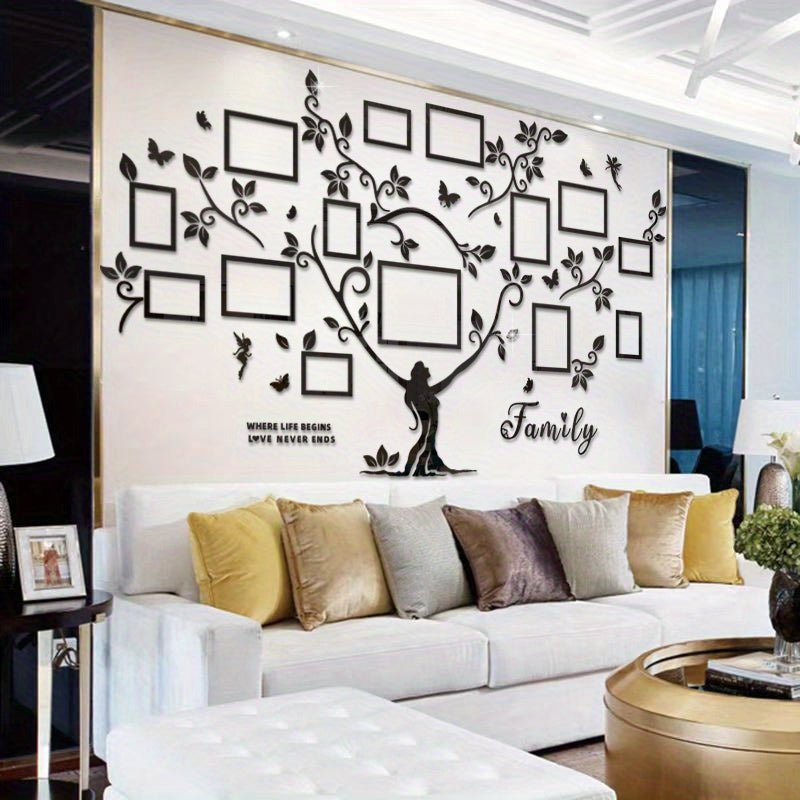 A set of acrylic collage photo frame decorative stickers for the Tree of Life! Christmas wall decoration, suitable for home decoration, living room, bedroom entrance, sofa background, and other wall decorations., Entrance Dec