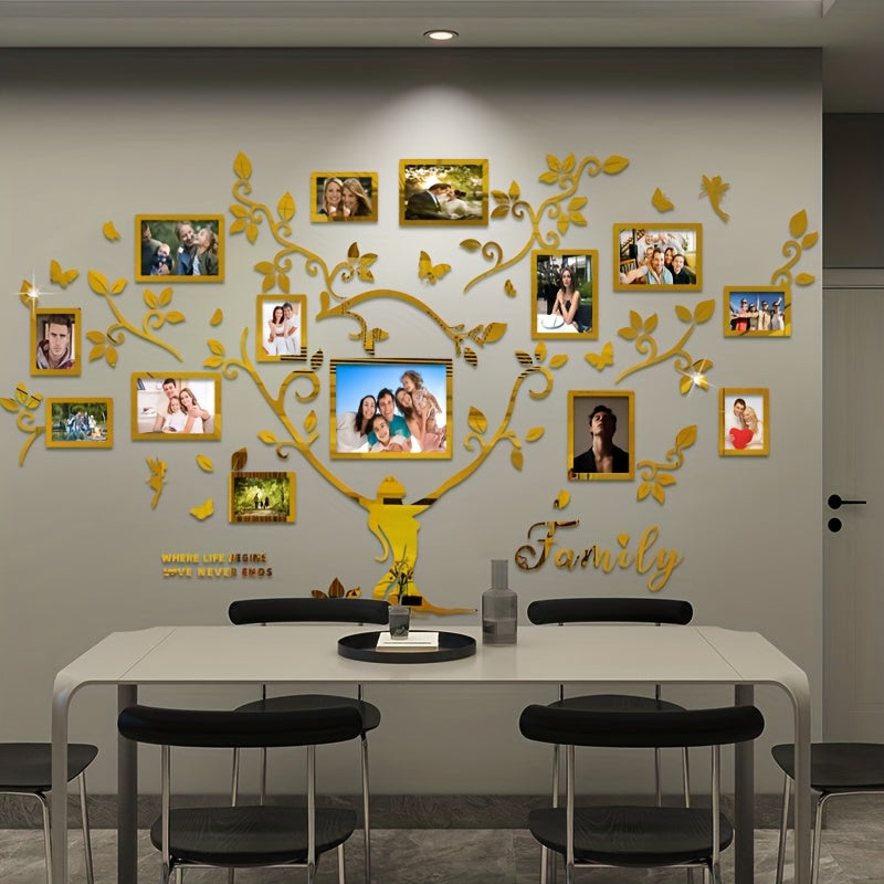 A set of acrylic collage photo frame decorative stickers for the Tree of Life! Christmas wall decoration, suitable for home decoration, living room, bedroom entrance, sofa background, and other wall decorations., Entrance Dec