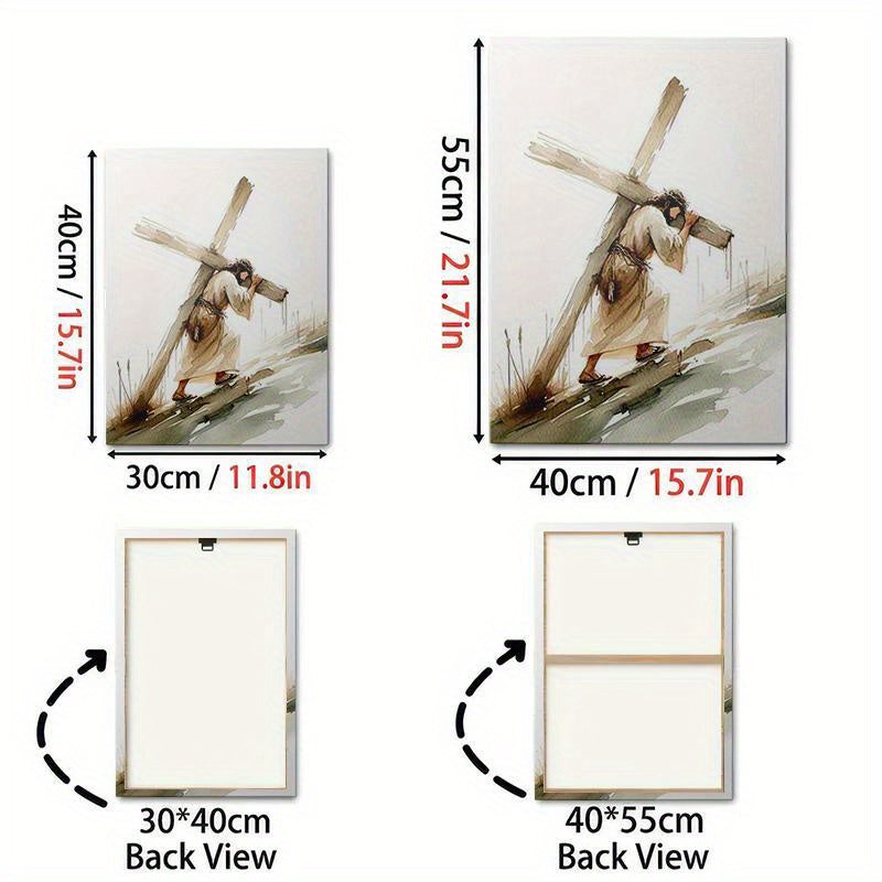 3pcs Wood Frame Canvas Print Decorative Painting, Easter Jesus Resurrection Poster, Baptism Bible He Is Risen Print, Christian Art Bible, Indoor Home Wall Decor Art