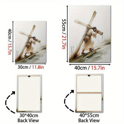 3pcs Wood Frame Canvas Print Decorative Painting, Easter Jesus Resurrection Poster, Baptism Bible He Is Risen Print, Christian Art Bible, Indoor Home Wall Decor Art