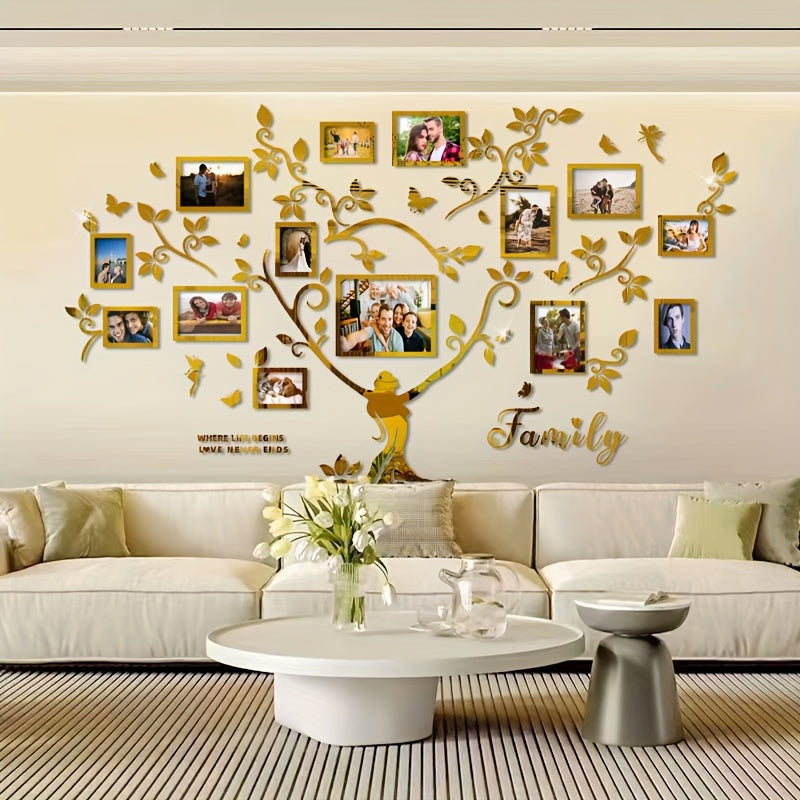 A set of acrylic collage photo frame decorative stickers for the Tree of Life! Christmas wall decoration, suitable for home decoration, living room, bedroom entrance, sofa background, and other wall decorations., Entrance Dec