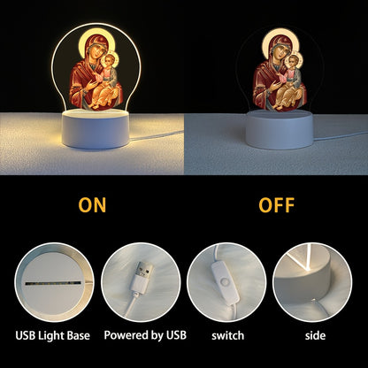 1pc Orthodox LED Acrylic Night Light, The Embraces The Faith, USB Powered with Switch, Emits a Peaceful Brilliance, Religious Home Decoration Lamp/ Creative Table Lamp, Suitable for Indoor, Bedroom, Prayer Altar, Religious Fe