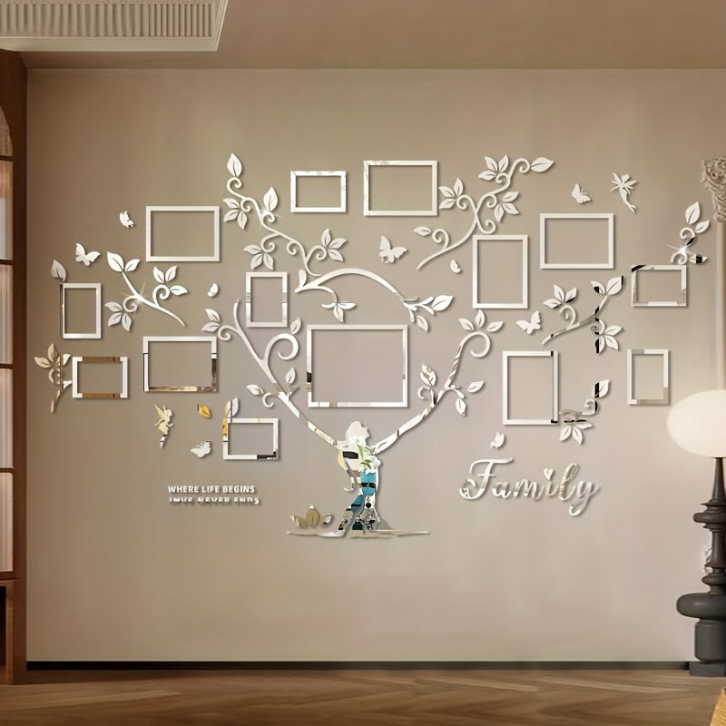 A set of acrylic collage photo frame decorative stickers for the Tree of Life! Christmas wall decoration, suitable for home decoration, living room, bedroom entrance, sofa background, and other wall decorations., Entrance Dec