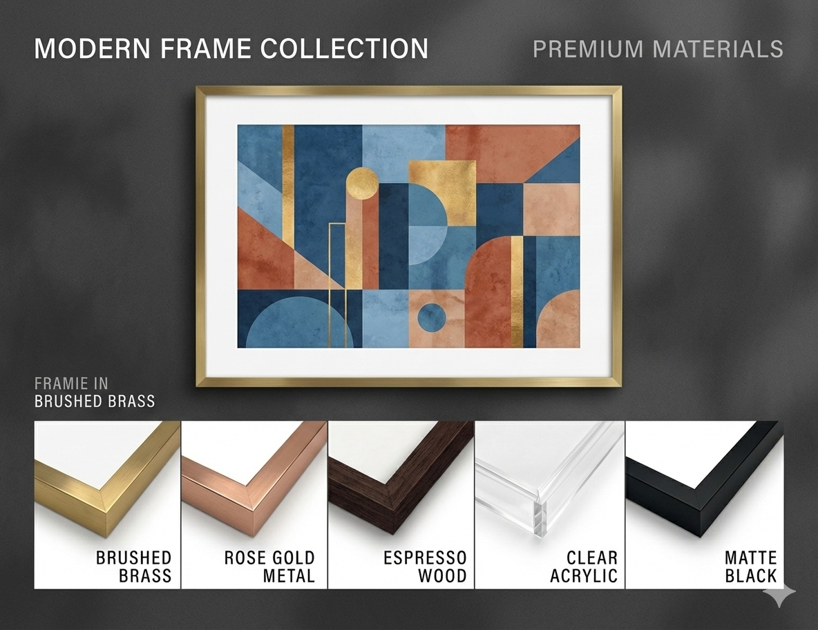 Sage Green Bauhaus Framed Art: Long Vertical Wide Wall Decor