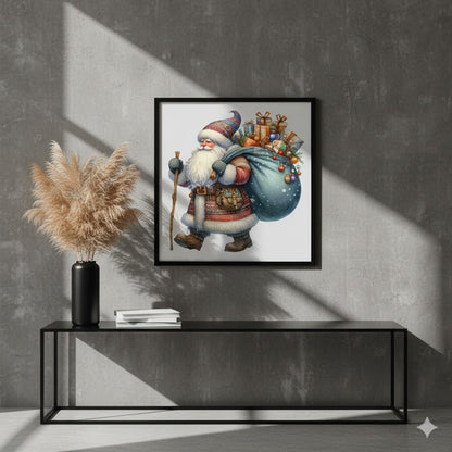 Framed Santa Canvas Print — Vintage Christmas Father Holiday Wall Art