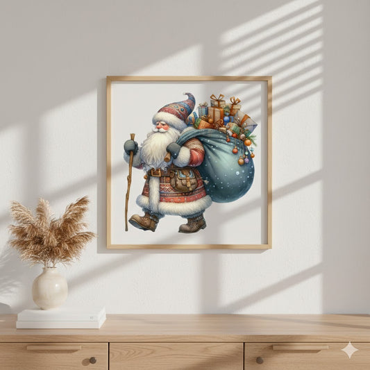 Framed Santa Canvas Print — Vintage Christmas Father Holiday Wall Art
