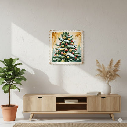 Merry Christmas Canvas Wall Art — Festive Holiday Tree Stretched Canvas