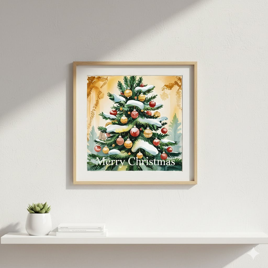 Merry Christmas Canvas Wall Art — Festive Holiday Tree Stretched Canvas