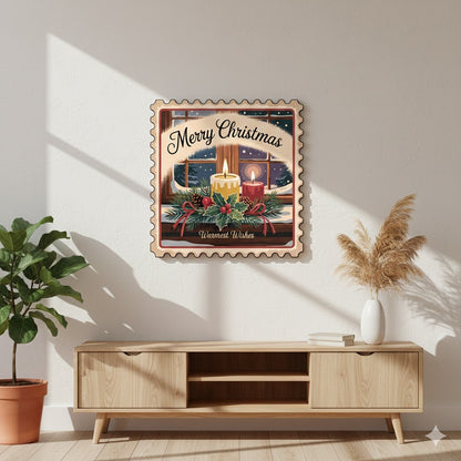 Merry Christmas Framed Canvas Print — Warmest Wishes Holiday Wall Art