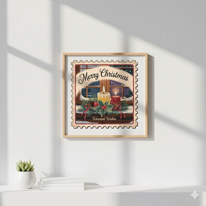 Merry Christmas Framed Canvas Print — Warmest Wishes Holiday Wall Art