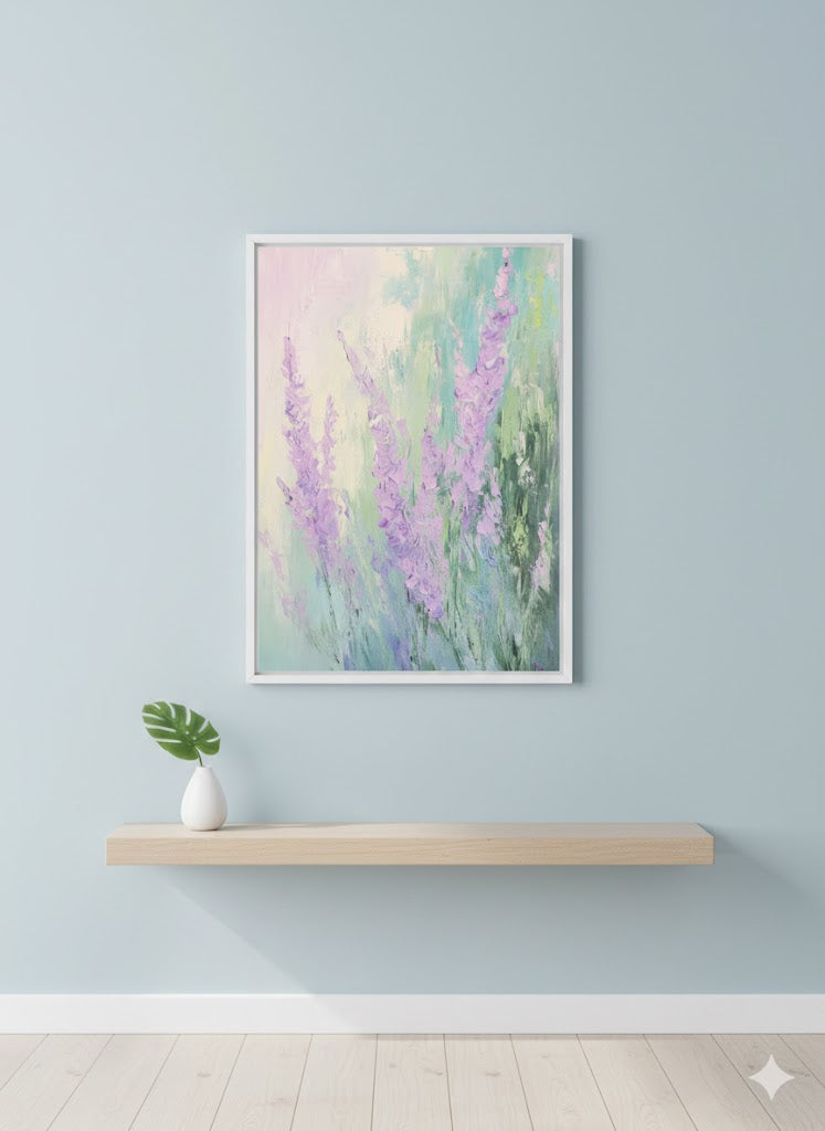 Framed Floral Canvas Art — Pastel Lavender Impressionist Print