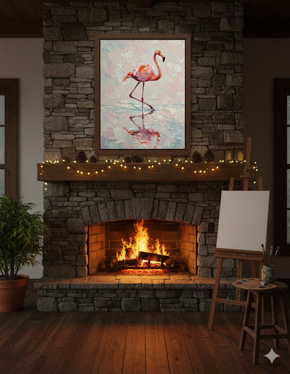 Framed Flamingo Matte Canvas Wall Art — Pink Tropical Bird Painting