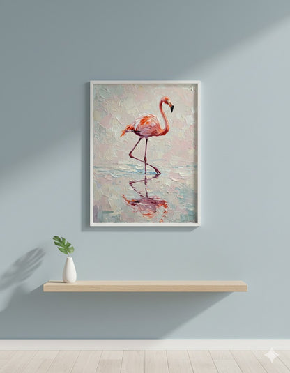 Framed Flamingo Matte Canvas Wall Art — Pink Tropical Bird Painting