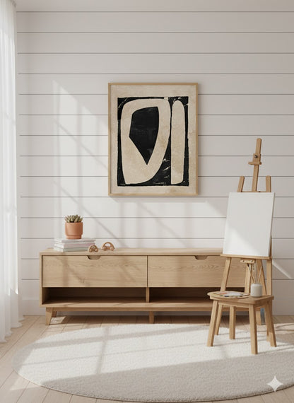 Abstract Minimalist Framed Canvas Art – Neutral Modern Wall Print