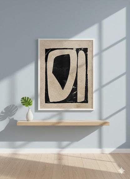 Abstract Minimalist Framed Canvas Art – Neutral Modern Wall Print