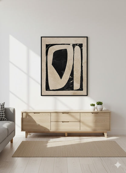 Abstract Minimalist Framed Canvas Art – Neutral Modern Wall Print