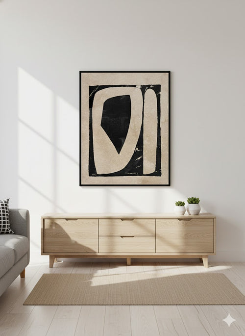 Abstract Minimalist Framed Canvas Art – Neutral Modern Wall Print