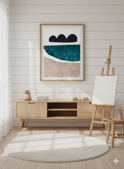 Abstract Coastal Layers Matte Framed Canvas Print