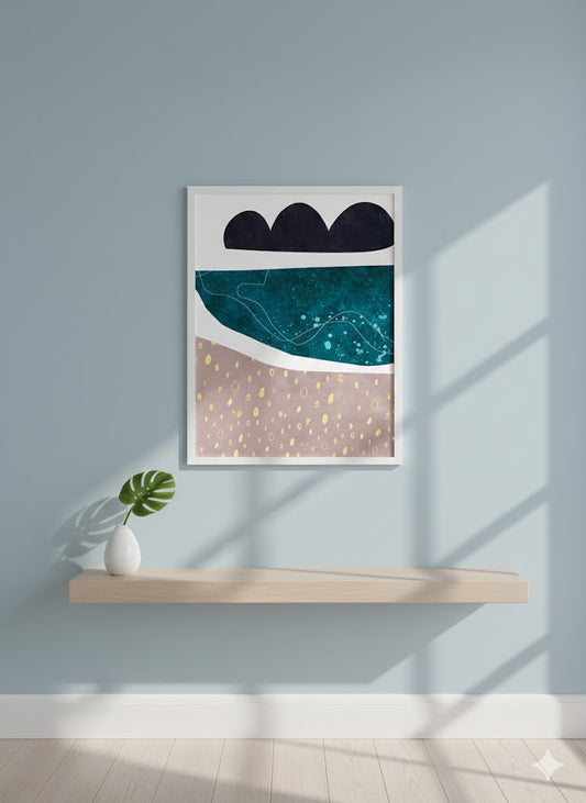 Abstract Coastal Layers Matte Framed Canvas Print