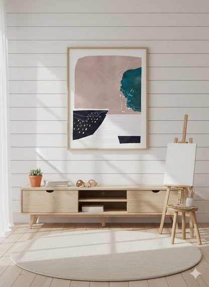 Abstract Coastal Shapes Framed Canvas Print