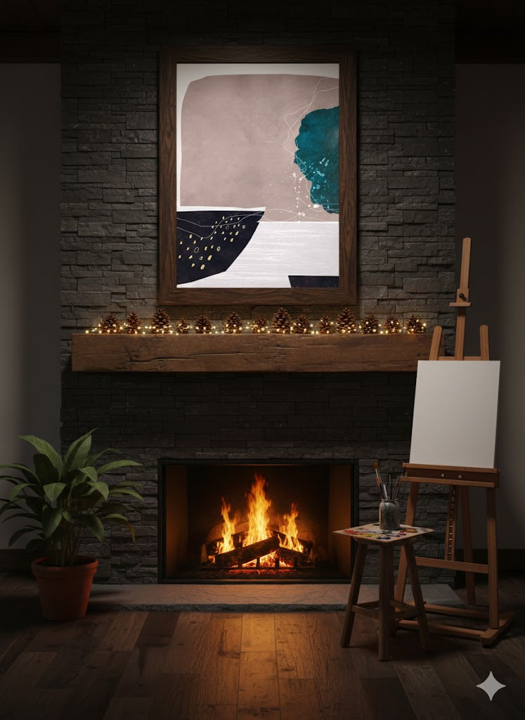 Abstract Coastal Shapes Framed Canvas Print