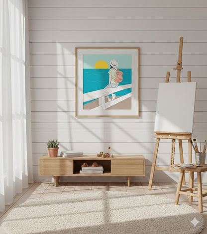 Framed Matte Canvas: Coastal Sunset Traveler Art Print