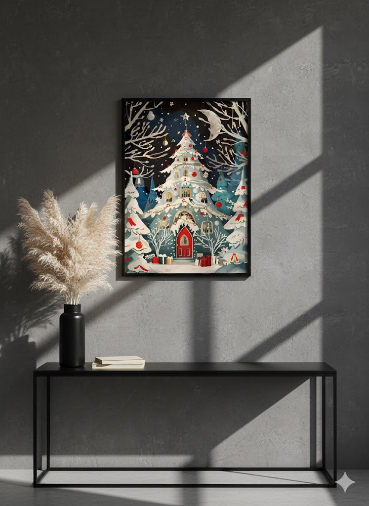 Christmas Tree Cottage Matte Canvas Wall Art