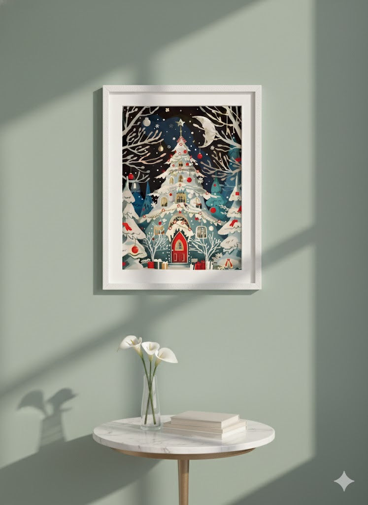 Christmas Tree Cottage Matte Canvas Wall Art