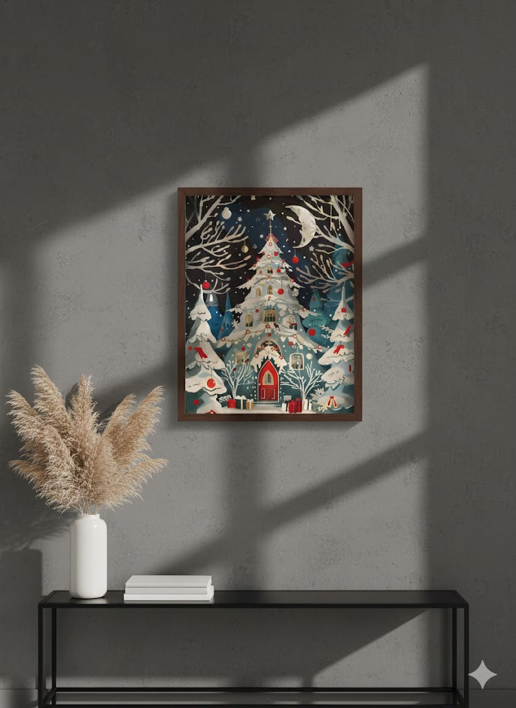 Christmas Tree Cottage Matte Canvas Wall Art