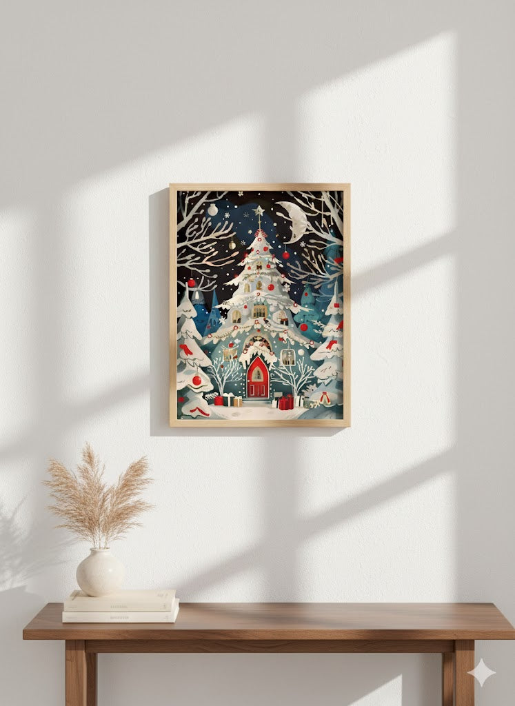 Christmas Tree Cottage Matte Canvas Wall Art